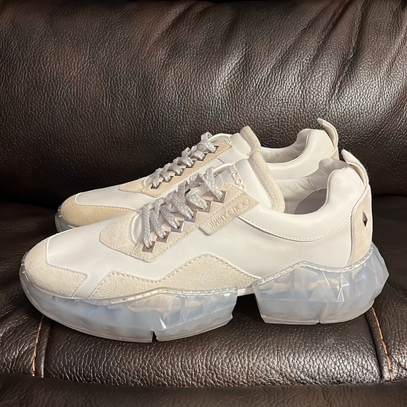 Jimmy choo men’s diamond logo monogram leather suede chunky sneakers NEW - Picture 4 of 7